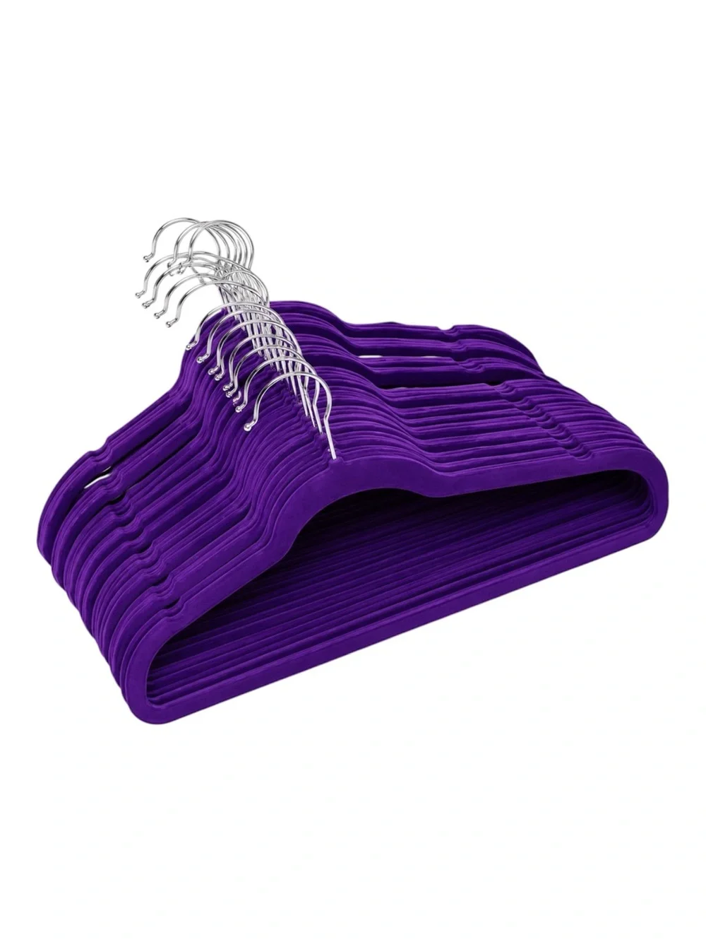 12 Dark Purple Felt Hangers with Silver Hooks